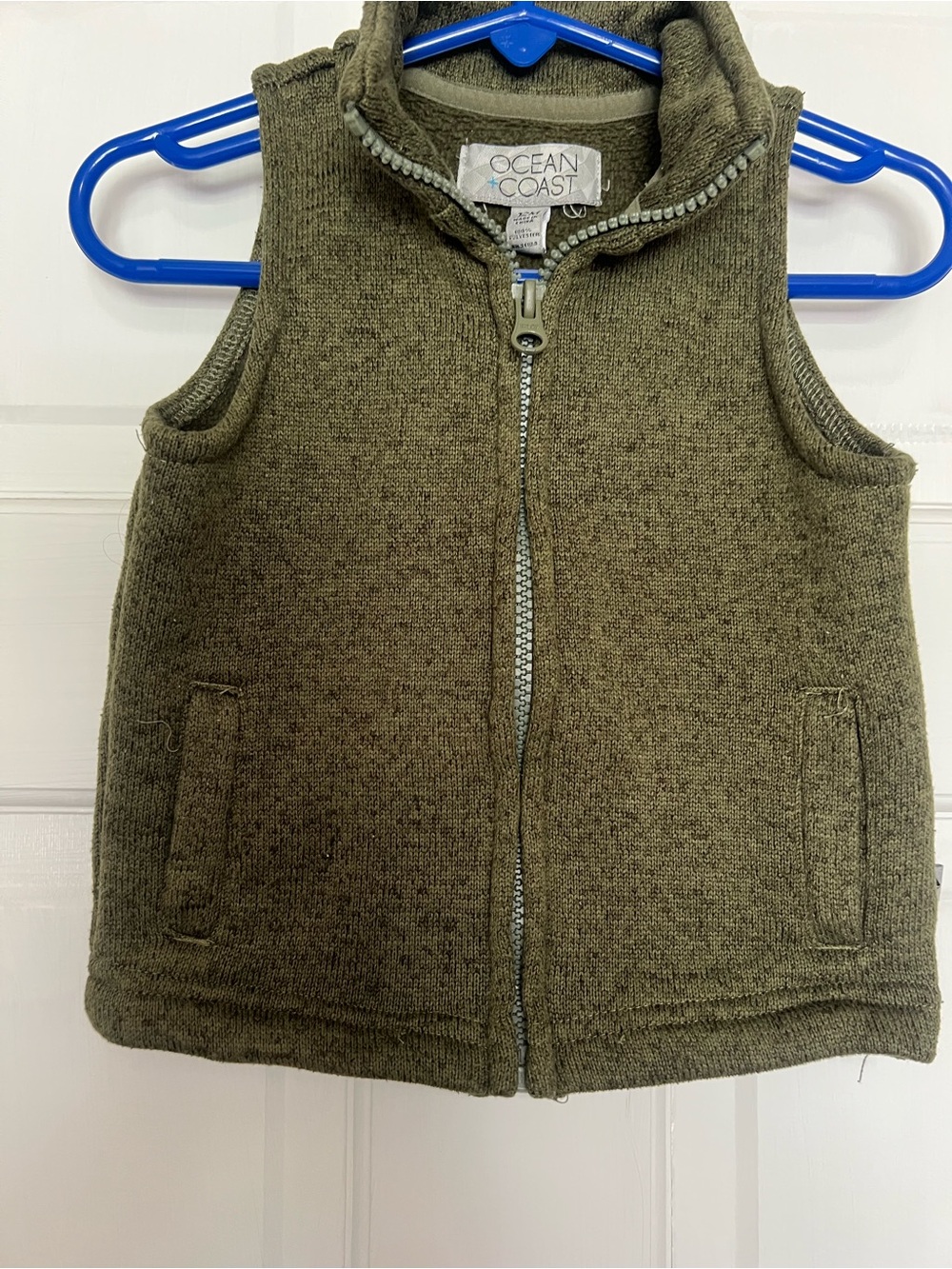 Ocean & Coast Kids Olive Knit Zip-Up Vest
